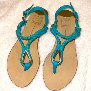 Dolce Vita DV Womens Turquoise Braded Rope Flat Sandals Size 9